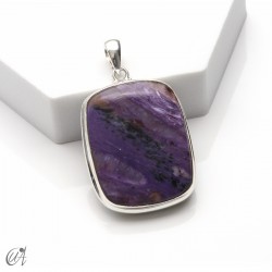 Colgante rectangular de plata y charoita, extra grande - modelo 2