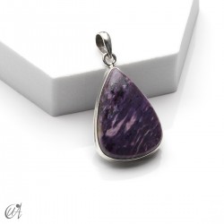 Charoita en plata, colgante lágrima, mediano - modelo 3