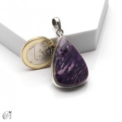 Charoita en plata, colgante lágrima, mediano - modelo 3