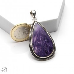 Charoita en plata, colgante lágrima, grande - modelo 1