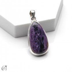 Charoita en plata, colgante lágrima, grande - modelo 3