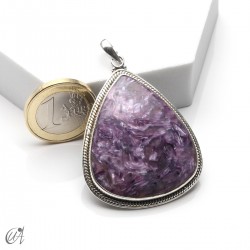 Charoita en plata, colgante lágrima, extra grande - modelo 1