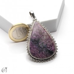 Charoita en plata, colgante lágrima, extra grande - modelo 2