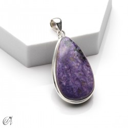 Charoita en plata, colgante lágrima, extra grande - modelo 3