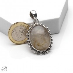 Rutilated quartz in silver, oval pendant, medium - model 2