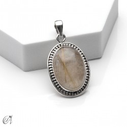 Cuarzo rutilado en plata, colgante oval, mediano - modelo 3