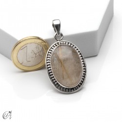 Cuarzo rutilado en plata, colgante oval, mediano - modelo 3
