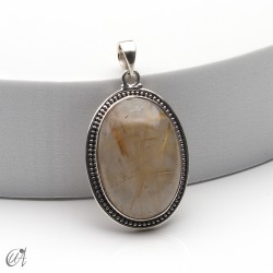 Rutilated quartz in silver, oval pendant, large - model 3