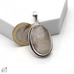 Rutilated quartz in silver, oval pendant, large - model 4