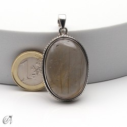 Rutilated quartz in silver, oval pendant, extra large - model 5