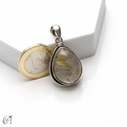 Colgante lágrima de cuarzo rutilado, plata 925, mediano - modelo 1