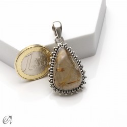 Colgante lágrima de cuarzo rutilado, plata 925, mediano - modelo 3