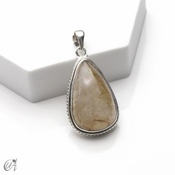 Colgante lágrima de cuarzo rutilado, plata 925, grande - modelo 2