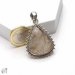 Colgante lágrima de cuarzo rutilado, plata 925, grande - modelo 3