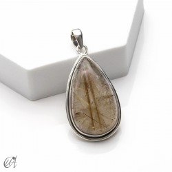 Colgante lágrima de cuarzo rutilado, plata 925, extra grande - modelo 1