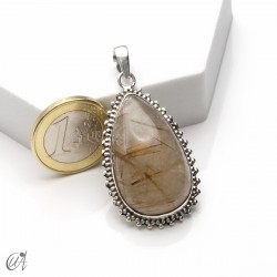 Colgante lágrima de cuarzo rutilado, plata 925, extra grande - modelo 3