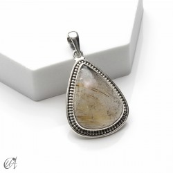 Colgante lágrima de cuarzo rutilado, plata 925, extra grande - modelo 4