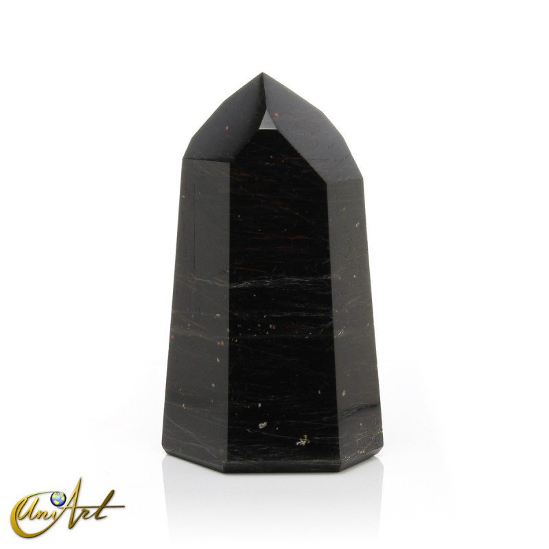 Large veined black tourmaline point
