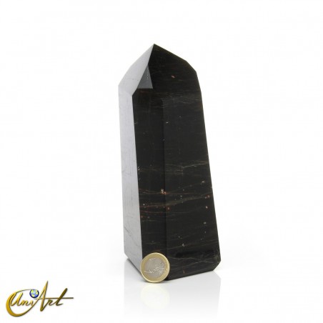 Large veined black tourmaline point