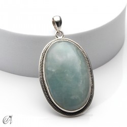 Aguamarina en plata, colgante oval extra grande modelo 1