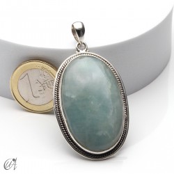 Aquamarine in sterling silver, oval pendant, extra large model 1