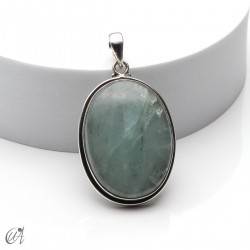 Aguamarina en plata, colgante oval extra grande modelo 3