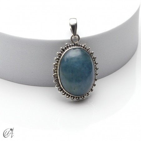 Aquamarine in sterling silver, oval pendant, medium model 1