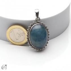 Aquamarine in sterling silver, oval pendant, medium model 1