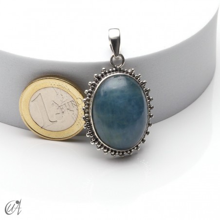 Aquamarine in sterling silver, oval pendant, medium model 1