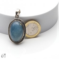 Aquamarine in sterling silver, oval pendant, medium model 2