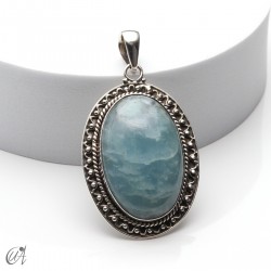 Aguamarina en plata, colgante oval grande modelo 1