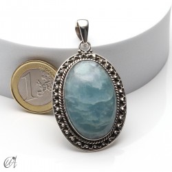 Aquamarine in sterling silver, oval pendant, large model 1