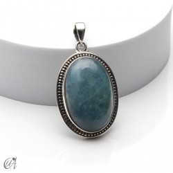 Aguamarina en plata, colgante oval grande modelo 2