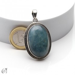 Aquamarine in sterling silver, oval pendant, large model 2