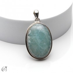 Aquamarine in sterling silver, oval pendant, large model 3