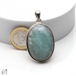 Aquamarine in sterling silver, oval pendant, large model 3