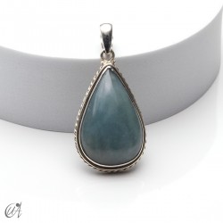 Drop pendant, aquamarine and silver