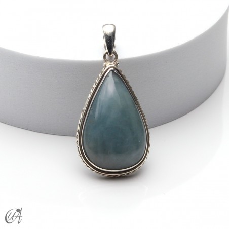 Colgante gota, aguamarina y plata, mediano modelo 1