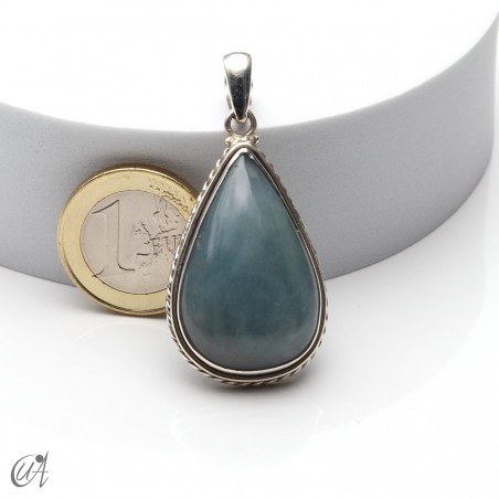 Drop pendant, aquamarine and silver. medium model 1