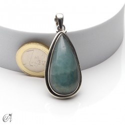 Drop pendant, aquamarine and silver. medium model 3