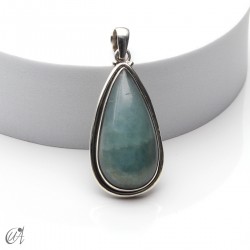 Drop pendant, aquamarine and silver. medium model 3