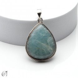 Drop pendant, aquamarine and silver. large model 1