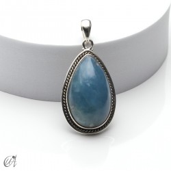 Drop pendant, aquamarine and silver. large model 2