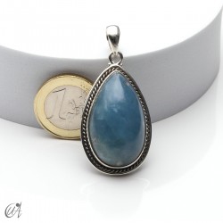 Drop pendant, aquamarine and silver. large model 2
