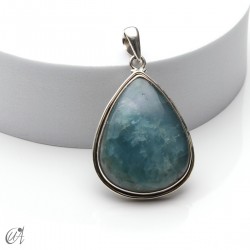 Drop pendant, aquamarine and silver. large model 3