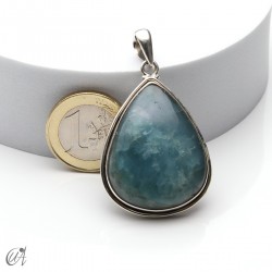 Drop pendant, aquamarine and silver. large model 3