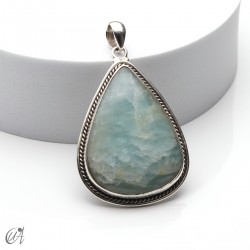 Drop pendant, aquamarine and silver. extra large model 2