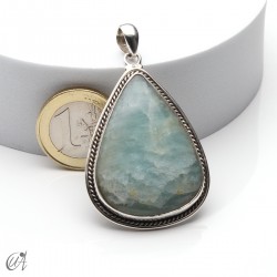 Drop pendant, aquamarine and silver. extra large model 2