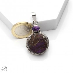 Colgante en plata con purpurita en bruto y amatista, modelo 4