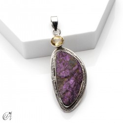 Colgante en plata con purpurita en bruto y citrino, modelo 2